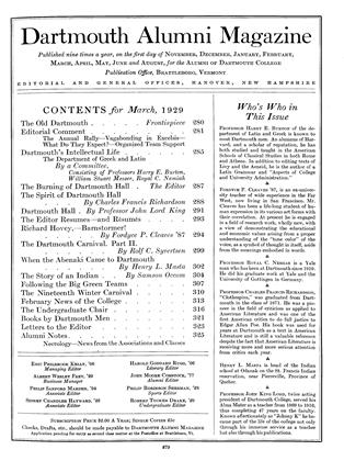 MARCH 1929 | Dartmouth Alumni Magazine