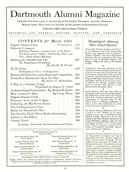 Issue: - March 1930 | Dartmouth Alumni Magazine