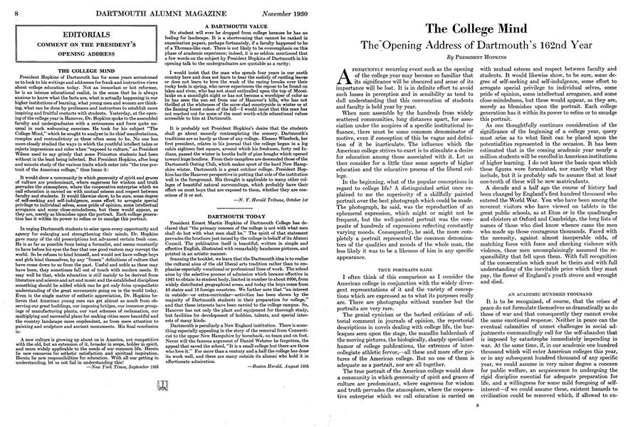 EDITORIALS COMMENT ON THE PRESIDENT'S OPENING ADDRESS
