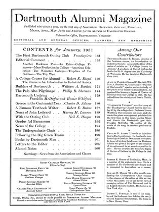 January, 1931 | Dartmouth Alumni Magazine