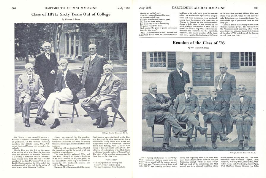 Class of 1871: Sixty Years Out of College