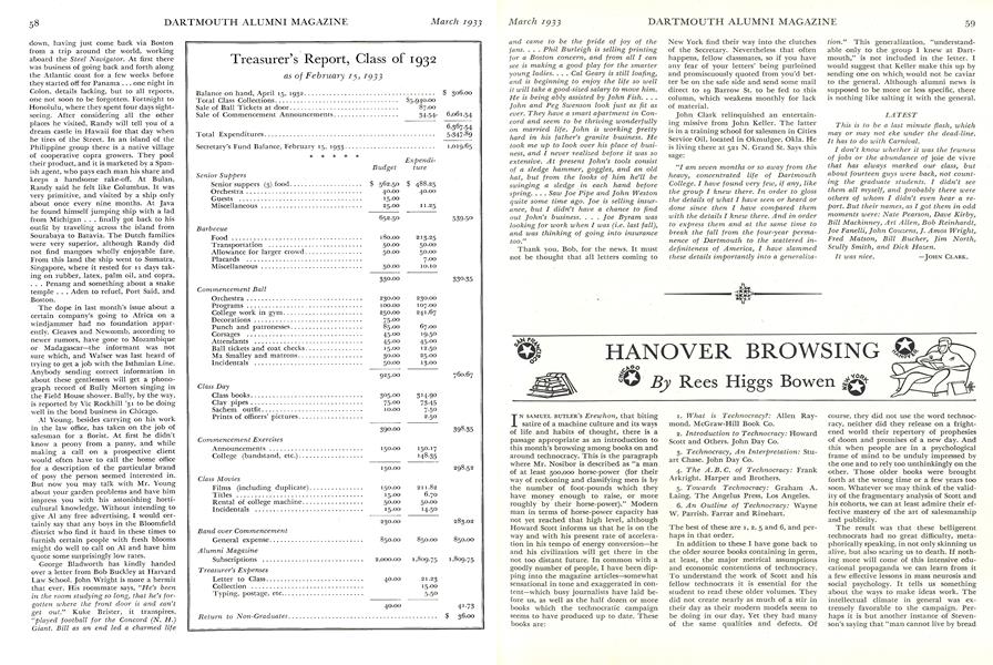 Treasurer's Report, Class of 1932