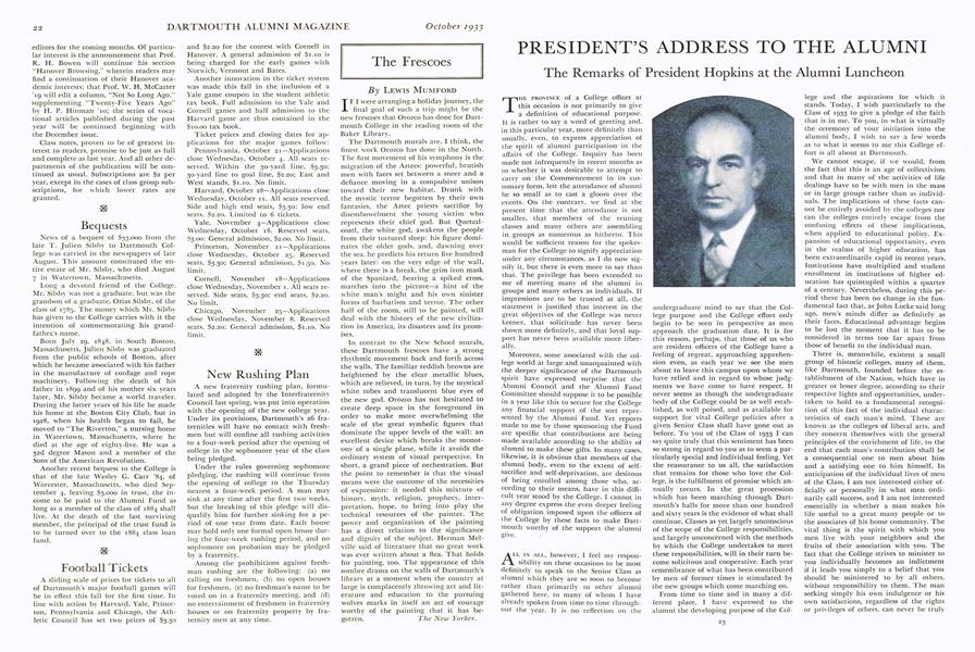 PRESIDENT'S ADDRESS TO THE ALUMNI