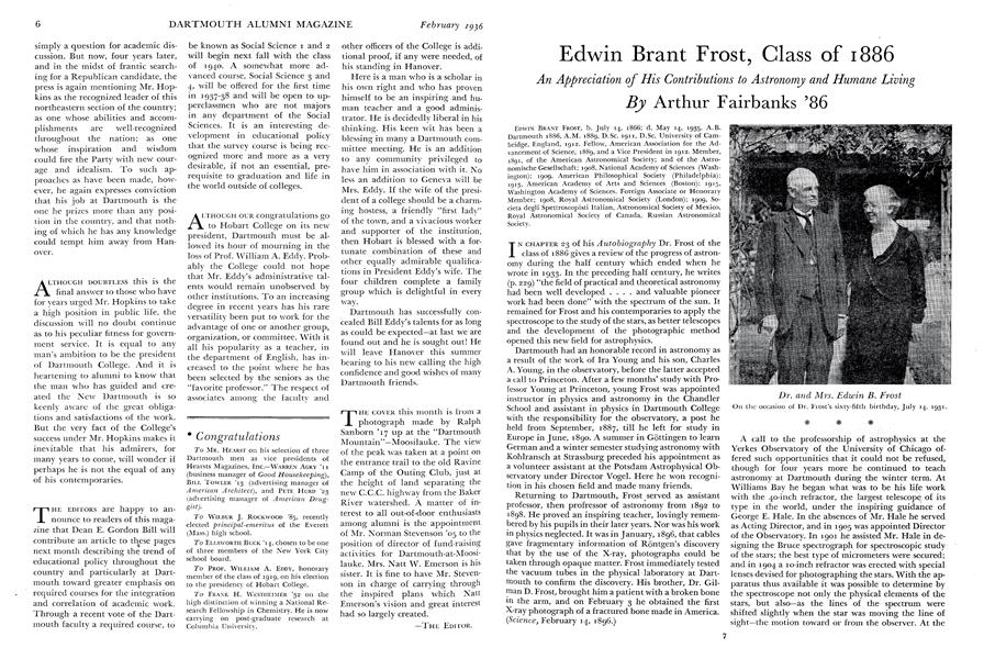 Edwin Brant Frost, Class of 1886