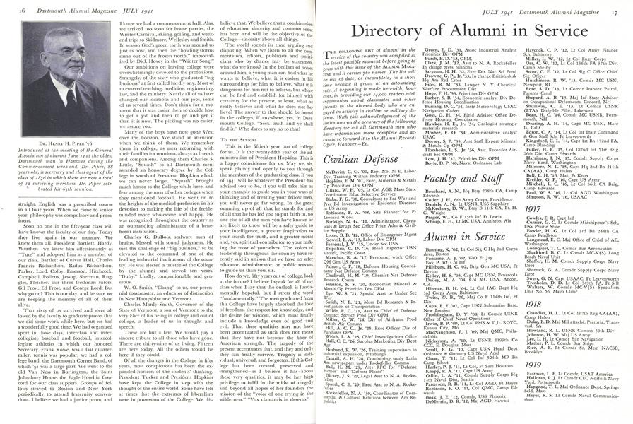 Directory of Alumni in Service