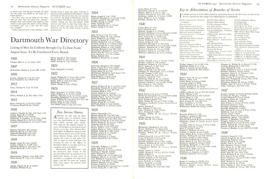 Dartmouth War Directory