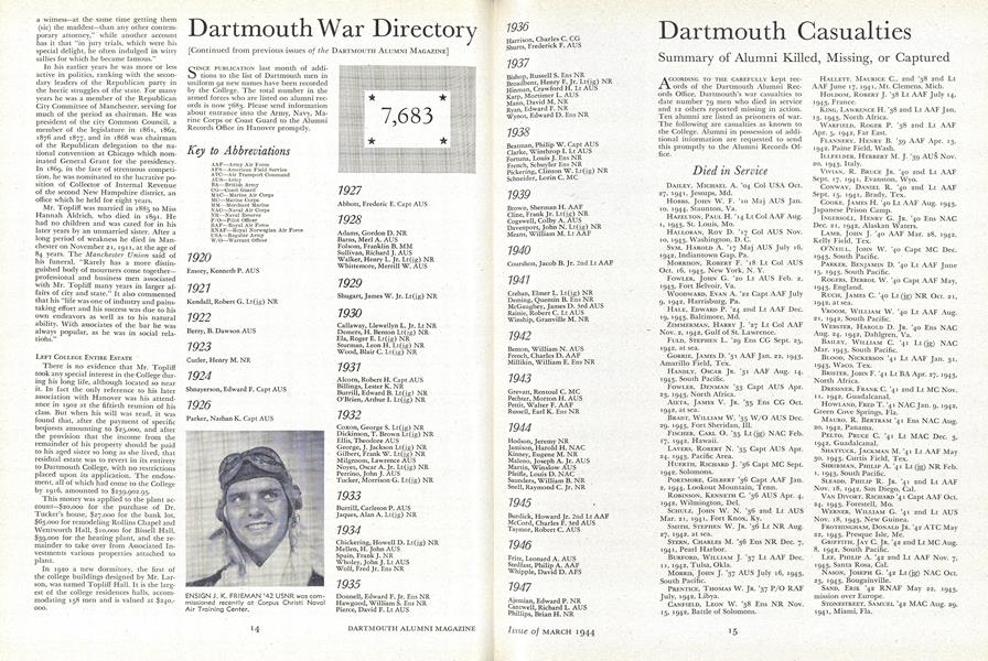 Dartmouth War Directory