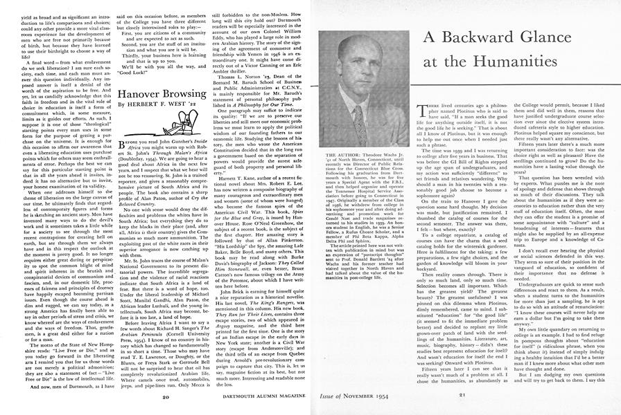 A Backward Glance at the Humanities