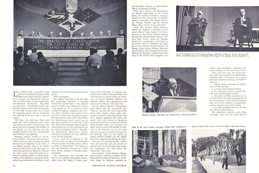 THE DARTMOUTH CONVOCATION ON GREAT ISSUES IN THE . ANGLO – CANADIAN – AMERICAN COMMUNITY