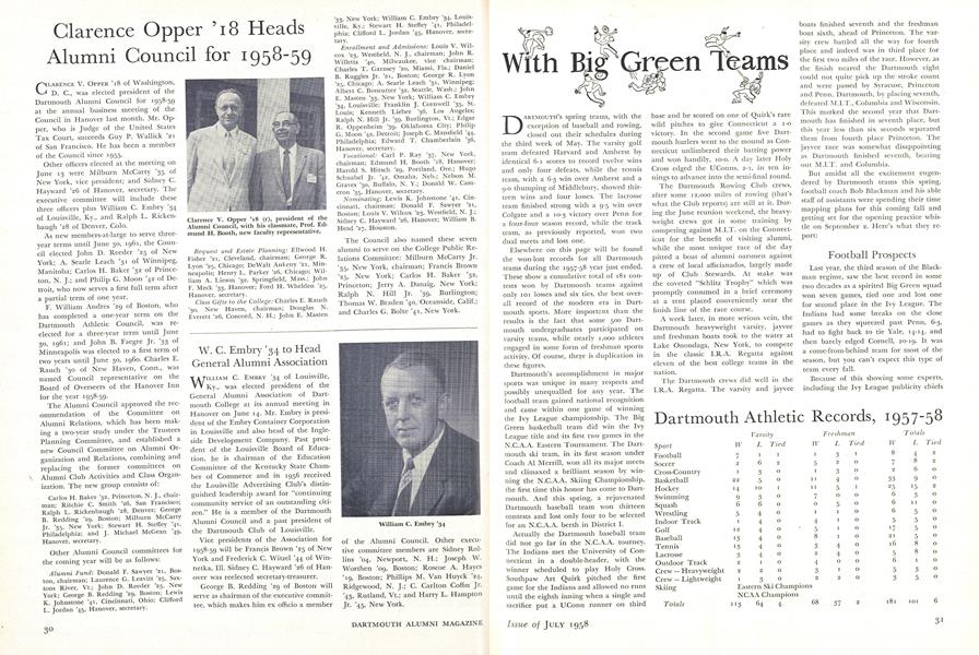 Clarence Opper '18 Heads Alumni Council for 1958-59