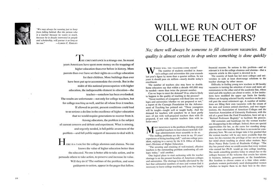 WILL WE RUN OUT OF COLLEGE TEACHERS?