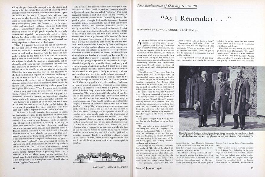 "As I Remember..."