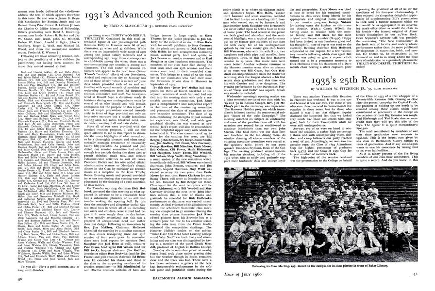 1950's Tenth Reunion: CLASS NEWSLETTER EDITOR