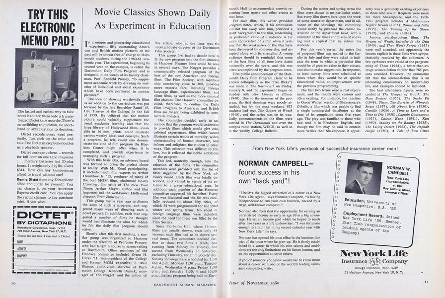 Movie Classics Shown Daily As Experiment in Education