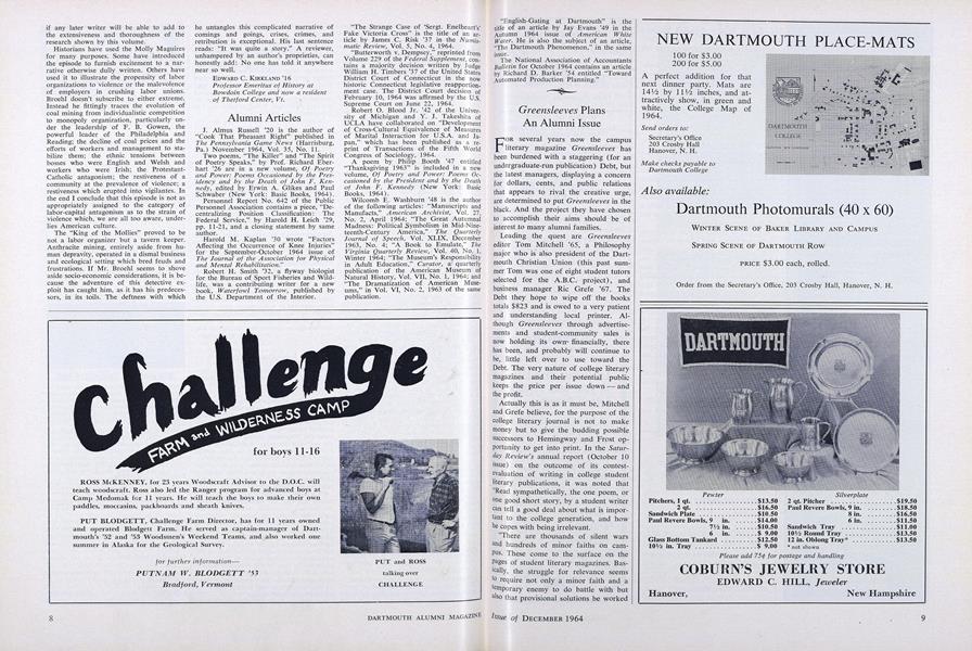 Greensleeves Plans An Alumni Issue