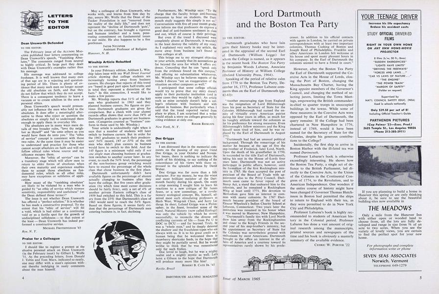 Lord Dartmouth and the Boston Tea Party