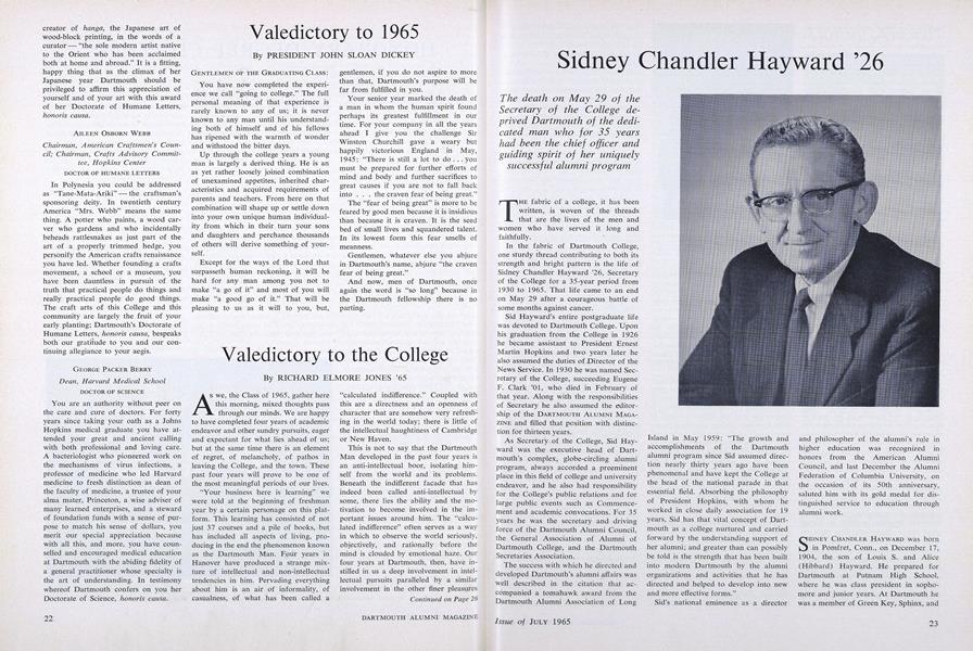 Valedictory to the College