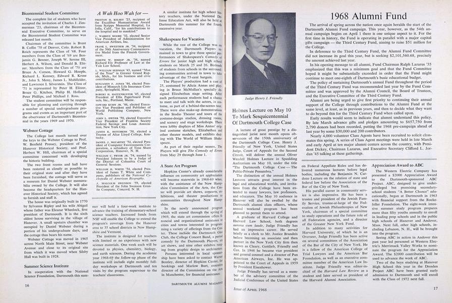 Holmes Lecture on May 10 To Mark Sesquicentennial Of Dartmouth College Case