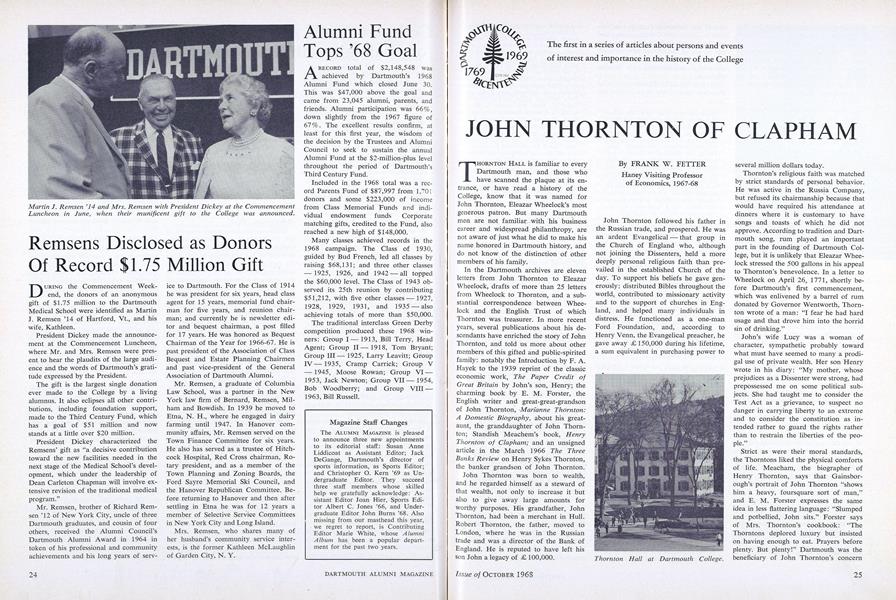 Alumni Fund Tops '68 Goal
