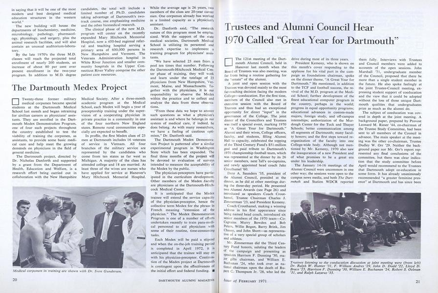 Trustees and Alumni Council Hear 1970 Called "Great Year for Dartmouth"