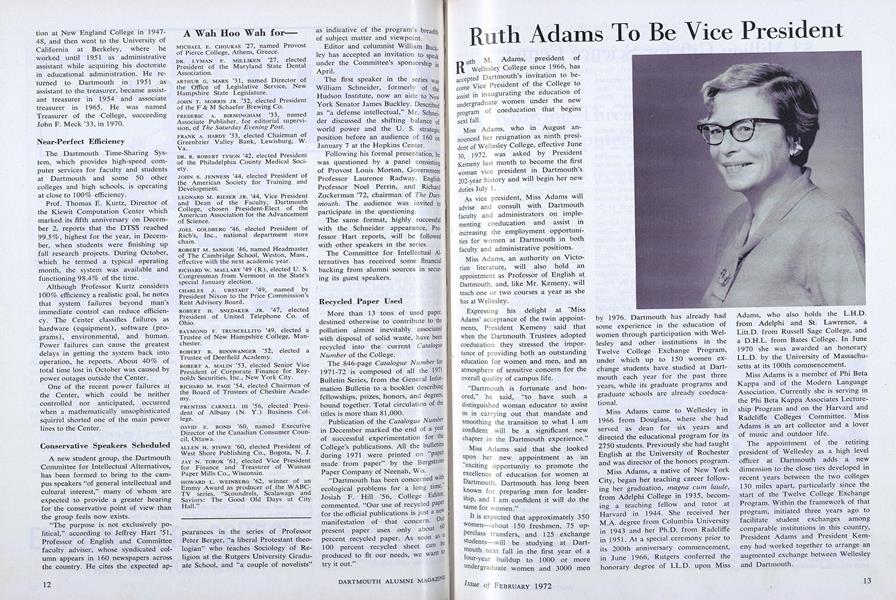 Ruth Adams To Be Vice President