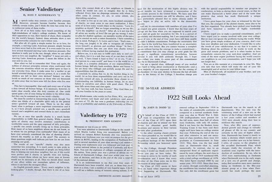 Valedictory to 1972