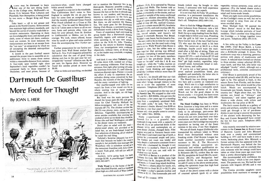 Dartmouth De Gustibus: More Food for Thought
