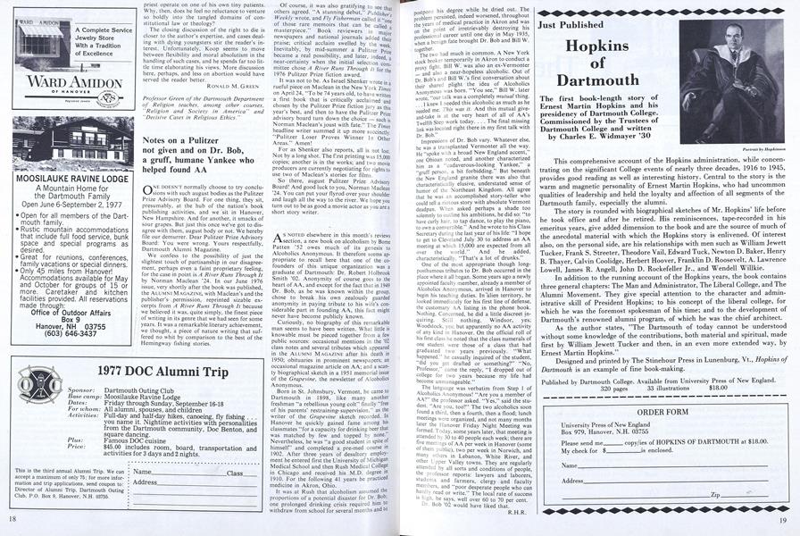 Notes on a Pulitzer not given and on Dr. Bob, a gruff, humane Yankee who helped found AA