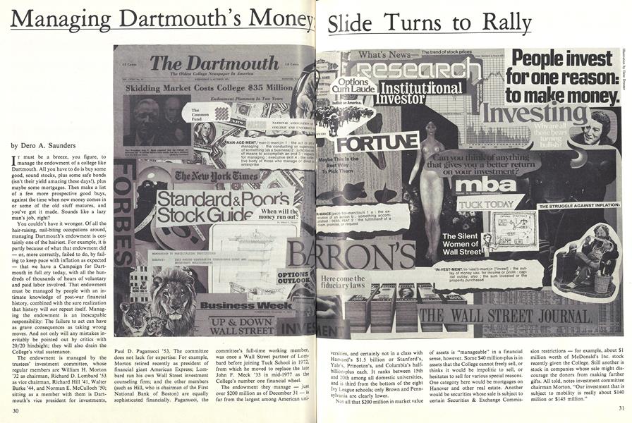 Managing Dartmouth’s Money Slide Turns to Rally
