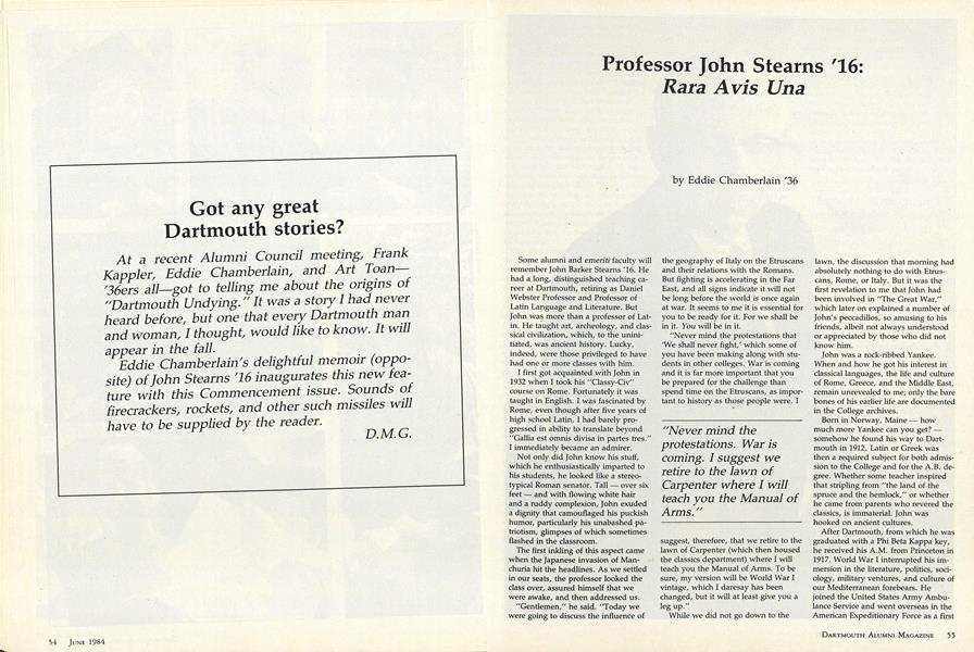 Professor John Stearns '16: Rara Avis Una