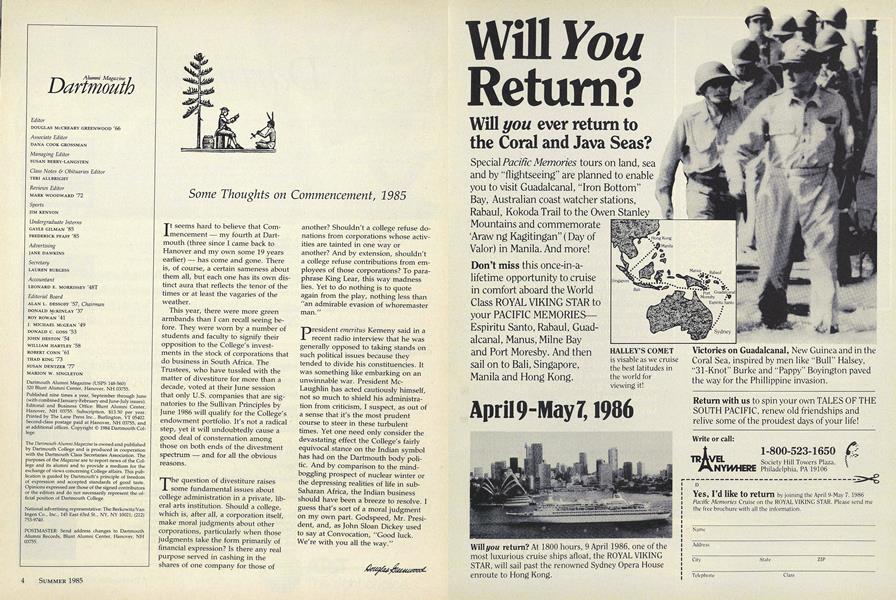 Some Thoughts on Commencement, 1985