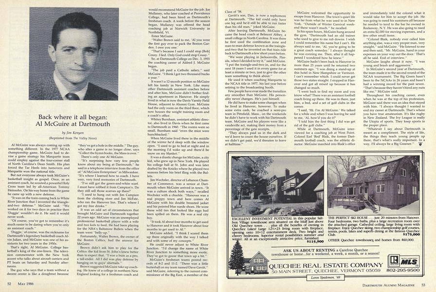 Back where it all began: Al McGuire at Dartmouth