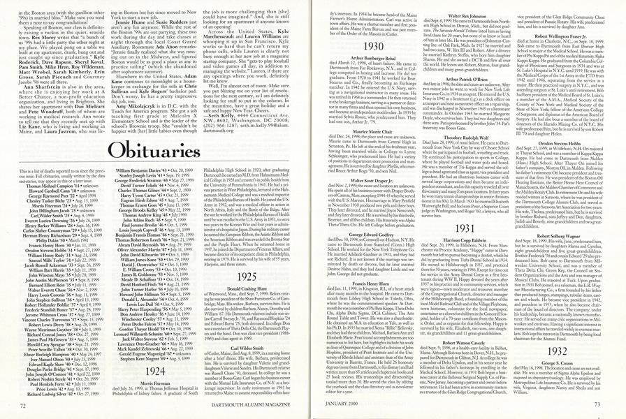 This is a list of deaths reported to us since the previous issue.